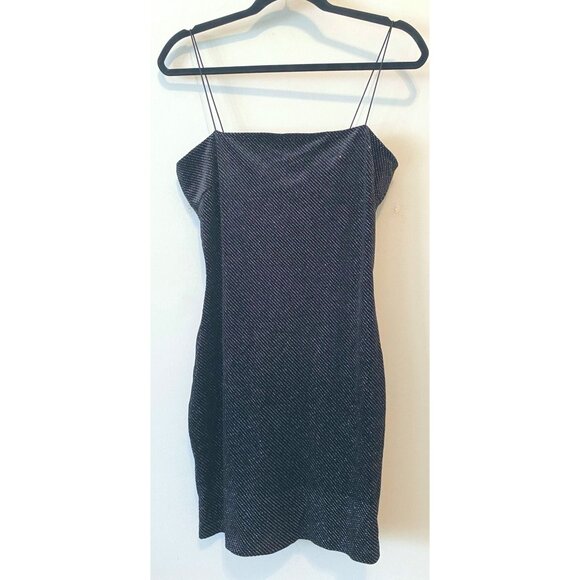 Windsor Black Glitter Spaghetti Strap Mini Dress Medium - Picture 1 of 11